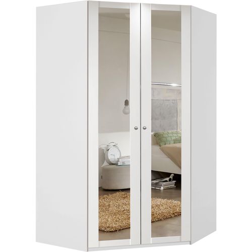 Eckkleiderschrank WIMEX "New York", weiß, B:90cm H:208cm T:56cm, Schränke, Eckkleiderschrank, mit Spiegel