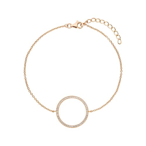 Armband JOBO, rosa (roségoldfarben), Armbänder, Damen, 21cm, Silber 925 (Sterlingsilber), 925 Silber roségold vergoldet mit 52 Zirkonia 21 cm