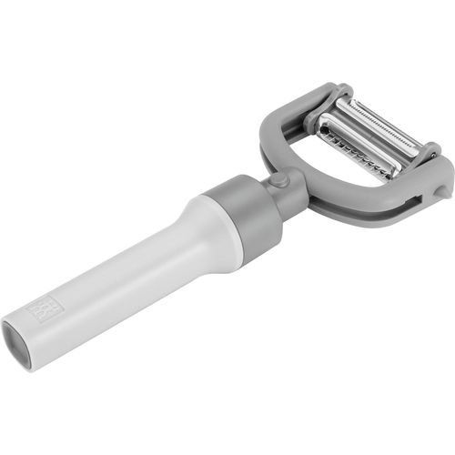Sparschäler ZWILLING "Z-Cut", grau, B:8,8cm H:3,1cm L:18,6cm, Edelstahl, Kunststoff, Küchenschneider, 5-in-1, Lang- und Querschäler in einem, für Links- und Rechtshänder