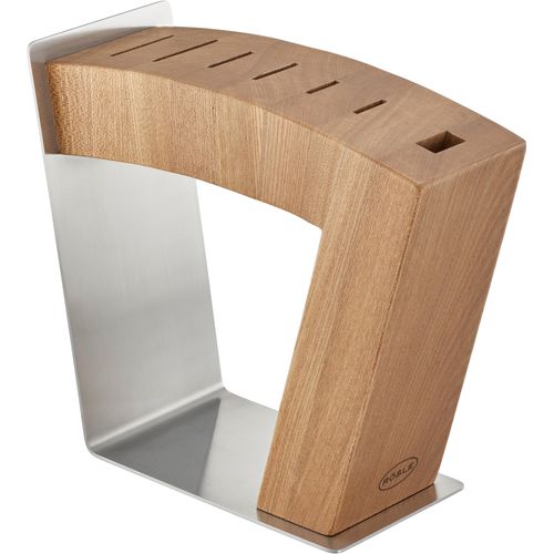 Messerblock RÖSLE "MoveX", braun (silberfarben, braun), B:23cm H:11cm L:27cm, Messerblöcke, Messerblock, aus Edelstahl und Ulmenholz, zwei Standpositionen, unbestückt