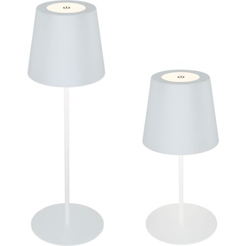 B.K.LICHT Außen-Tischleuchte "BK_TL1594 Akku LED Tischlampe, 3-Stufen Touchdimmer, mit USB", weiß, 1, Ø 10,5cm H: 36cm, 1 Stk., Leuchten, 2.700 K, 200 Lm, 2,5W, IP44, 12h Leuchtdauer, 36 x 10,5 cm, Weiß