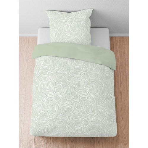 Bettwäsche BIBERNA Gr. 2, grün (salbei), B/L: 155cm x 200cm, Lyocell, B/L: 80cm x 80cm, 2 Stk., Lyocell, 100% Lyocell TENCEL™, Bettwäsche