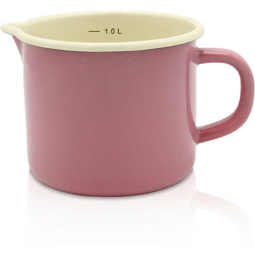 Milchtopf KRÜGER, rosa, H:11cm Ø:12cm, Töpfe, Literskala, 1 Liter, für Induktions-Kochfelder geeignet
