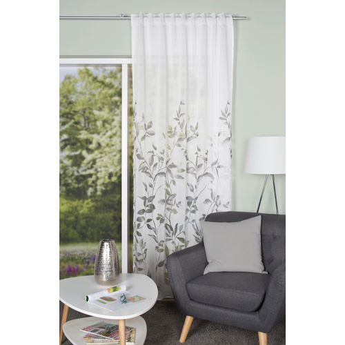 Vorhang HOME WOHNIDEEN "PAULAS" Gr. 1, grau, B:140cm H:245cm, Ausbrenner, Polyester, Viskose, Gardinen, Kombibandschal PAULAS bedruckt