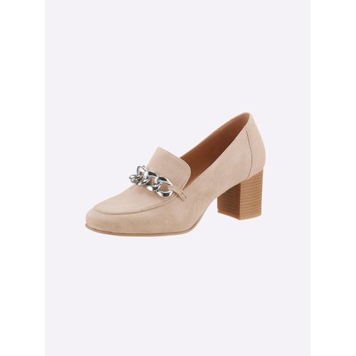 Pumps HEINE, Damen, Gr. 38, beige, Leder, Veloursleder, Modisch, Schuhe
