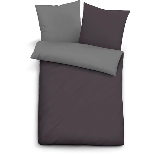 Bettwäsche BIBERNA Gr. 3, grau (anthrazit, grau), B/L: 200cm x 200cm, Linon, B/L: 80cm x 80cm & 80cm x 80cm, 2 Stk., Linon, 100% Baumwolle, Bettwäsche