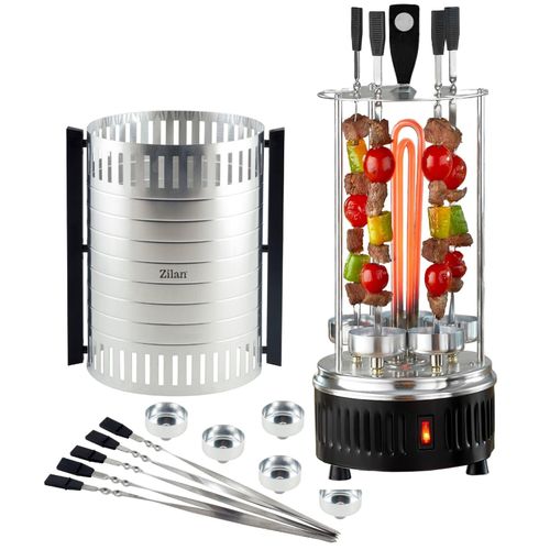 Zilan Kebap Maker Schaschlikspieß Schaschlik Grill mit Fettauffangschale 5 Spieße