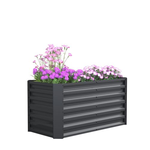 VCM Metall Hochbeet 180 x90 x 57 cm – Rechteckiger Pflanzkasten für Garten & Terrasse – Robustes Gartenbeet aus Metall, Pflanzenbeet ohne Boden, Galdo XL