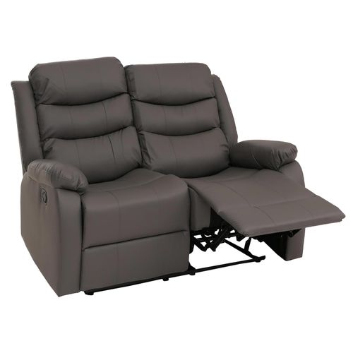 2er Kinosessel MCW-O62, Relaxsessel Fernsehsessel mit Armlehne, Liegefunktion Kunstleder ~ grau