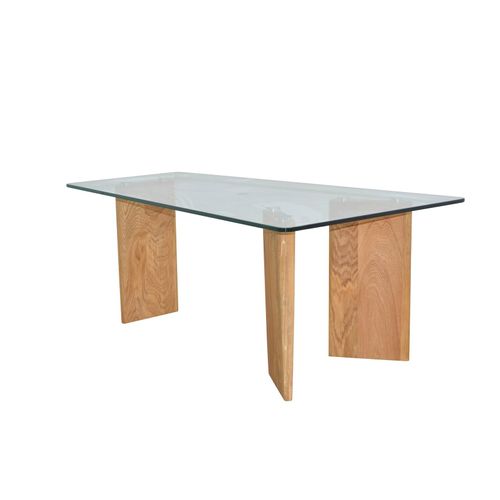 möbel direkt online Couchtisch Massivholz Eiche, mit großer Sicherheits-Glasplatte