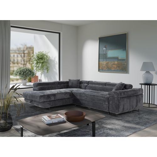 KSHOMECONCEPT Ecksofa SERENA L mit Schlaffunktion und Bettkasten, Links, Grau