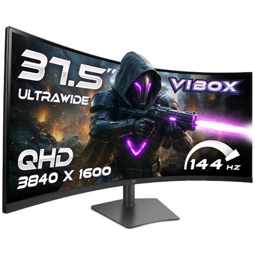 Vibox 37,5-Zoll 144Hz UltraWide Curved Gaming-Monitor – UWQHD-Auflösung, 1ms, Adaptive Sync, HDMI & DisplayPort