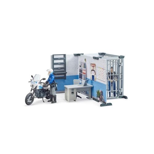 Bruder bworld Polizeistation mit Polizeimotorrad Spielzeug