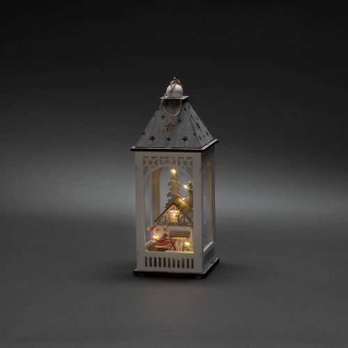 LED-Deko-Laterne mit Haus und Weihnachtsmann