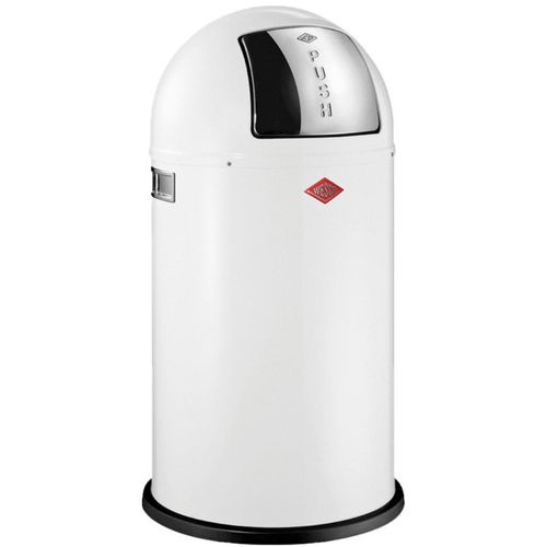Mülleimer WESCO "Pushboy", weiß, B:40cm H:75,5cm T:40cm, Stahlblech, Mülleimer, Abfallsammler, 50 Liter