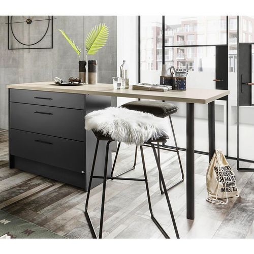 Carryhome Kücheninsel Nashville 2 , Anthrazit , Metall , 3 Schubladen , nur wie online abgebildet bestellbar , 180x90x90 cm , links aufbaubar, rechts