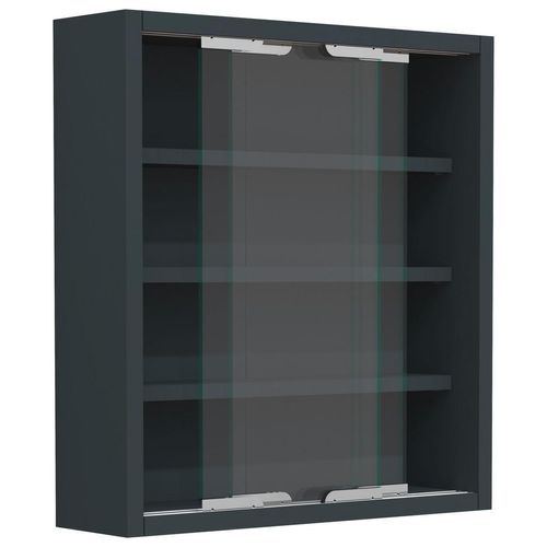 Mid.you Hängevitrine , Anthrazit , Holzwerkstoff , 3 Fächer , 37x40x10 cm , hängend , Wohnzimmer, Wohnwände, Vitrinenschränke