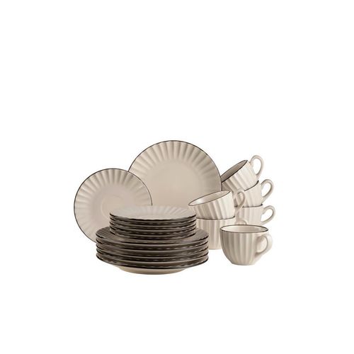 Mäser Kaffeeservice , Hellbraun , Keramik , 18-teilig , 200 ml,200 ml , Essen & Trinken, Geschirr, Geschirr-Sets, Kaffeeservice