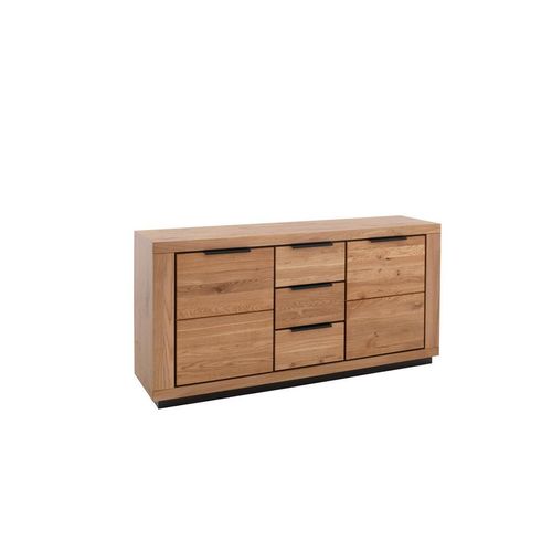 Sideboard , Wildeiche , Metall , Wildeiche , massiv , 2 Fächer , 3 Schubladen , 163x80x40 cm , FSC MIX , stehend , Holzmöbel, Kleinmöbel Holz,