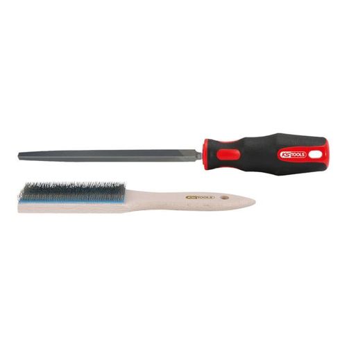 KS Tools Dreikant-Feile mit Feilenbürste, 2-teilig (157.0409)