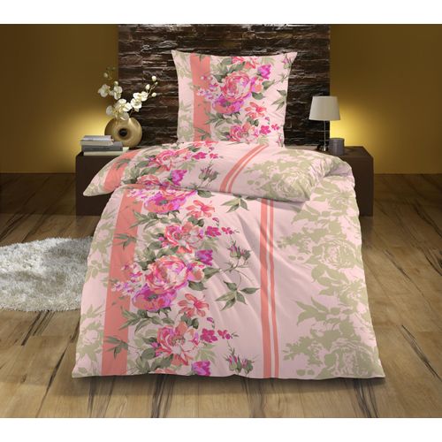 Bettwäsche KINZLER "Carmen", rosa (rose), B/L: 135cm x 200cm, 1 Stk., 1 Stk., Renforcé, B/L: 80cm x 80cm, 2 Stk., Renforcé, Obermaterial: 100% Baumwolle, Bettwäsche, Bettwäsche, aus Baumwoll-Renforcé