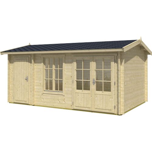 Gartenhaus LASITA MAJA "WREXHAM", beige (naturbelassen), Fußboden im Gartenhaus, ohne Dacheindeckung, Massivholz, Gartenhäuser, Gartenhaus