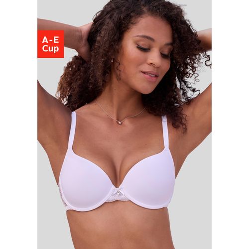 Schalen-BH VIVANCE, Damen, Gr. 85, Cup E, weiß, Spitze, Obermaterial: 85% Polyamid, 15% Elasthan, BHs Schalen-BH, mit Bügel und nahtlos vorgeformten Cups, verführerische Dessous