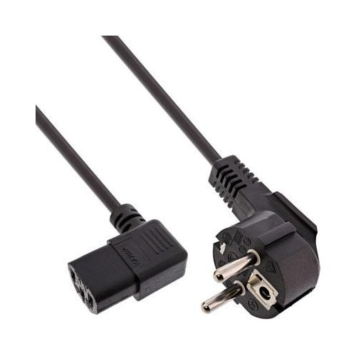 InLine 45er Bulk-Pack Netzkabel, Schutzk. gew. C13 links abgew. schwarz 1m, 1 m, Netzstecker Typ F, IEC C13, H05VV-F
