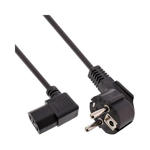InLine 25er Bulk-Pack Netzkabel, Schutzk. gew. C13 rechts abgew. schwarz 3m, 3 m, Netzstecker Typ F, IEC C13