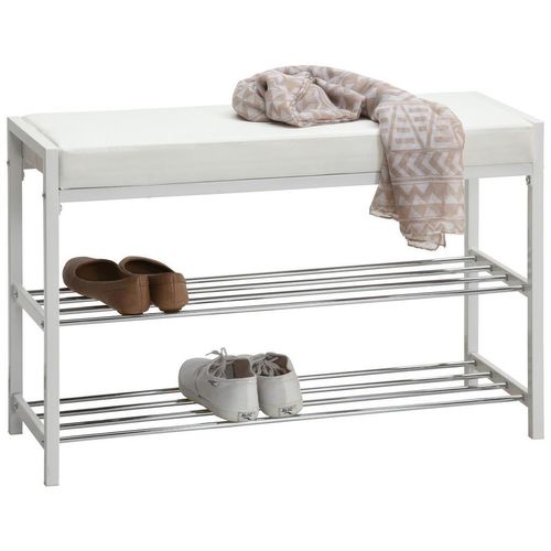 Carryhome Schuhregal , Weiß , Metall, Textil , 80x52x30 cm , Garderobe, Schuhaufbewahrung, Schuhregale
