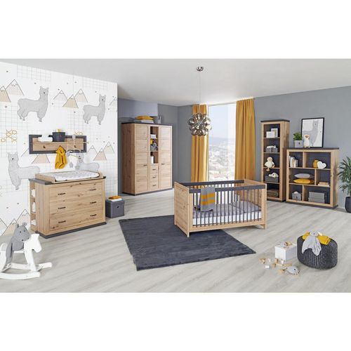 My Baby Lou Babykleiderschrank Benton , Eiche, Dunkelgrau , Kunststoff , 7 Fächer , 3 Schubladen , 154x209.2x60.2 cm , Babymöbel, Babykleiderschrank