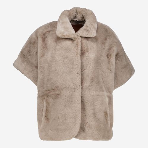 Beigefarbene Jacke aus Kunstfell