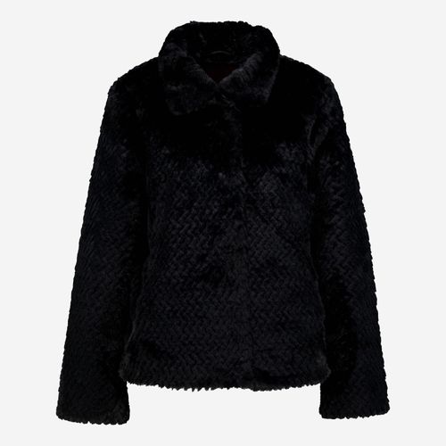 Schwarze Jacke aus Kunstfell