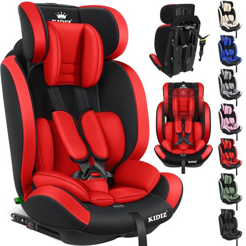 KIDIZ® Autokindersitz Premium Kinderautositz Gruppe 1+2+3, 9-36 kg 5-Punkt-Sicherheitsgurt, Autositz, Kindersitz, Einstellbare Kopfstütze, Mitwachsende Sitzerhöhung 1-12 Jahre, Stabil und Sicher
