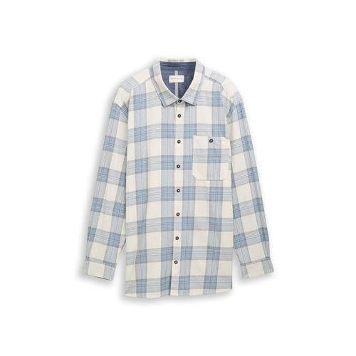 TOM TAILOR Herren Plus Size - Hemd mit Karomuster, weiß, Kariert, Gr. 5XL