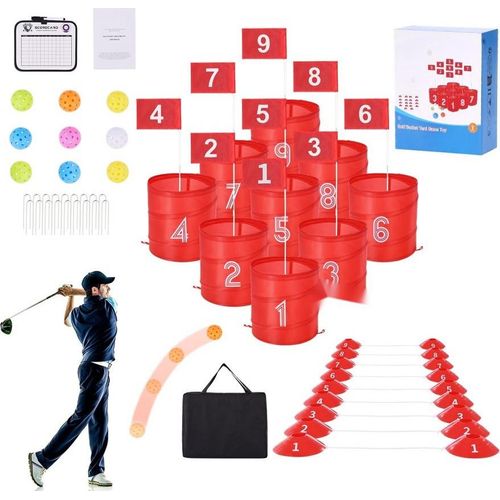 Garten Golfspiel - Tragbares 9-Loch Golfset im Eimer - Ideal für Kinder und Erwachsene - Outdoor Freizeitaktivität