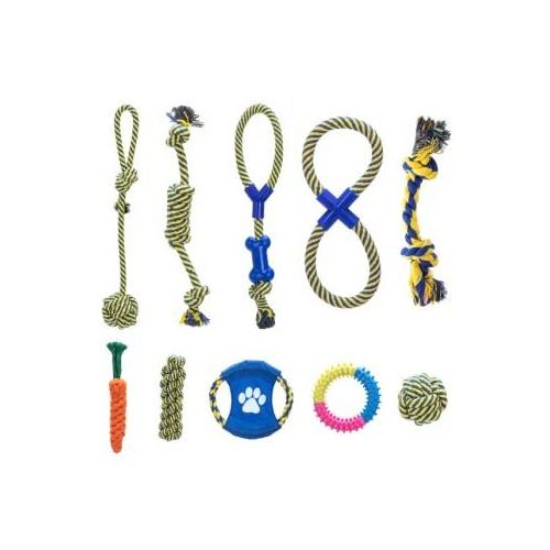 nobleza 10-teiliges Hundespielzeug-Set – Baumwollseile für Kauen, Ziehen & Zahnpflege