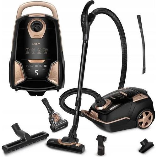 Staubsauger Mit Beutel Mpm Mod-55 Schwarz-Gold 750W, 6 Bürsten, Hepa, 65Db