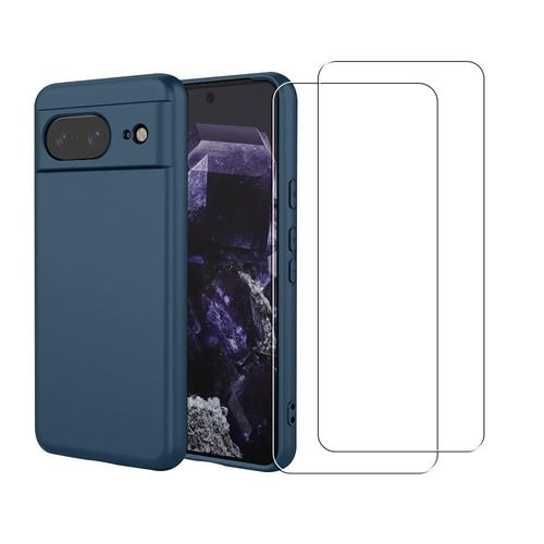 Hülle Pixel 8 und 2 schutzfolien - Silikon - Blau