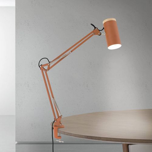 Tischleuchte Gili, korallenrot, Klemme, Stahl, Höhe 75cm E27