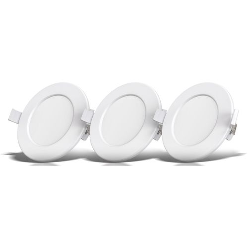 B.K.LICHT LED Einbauleuchte "3er Set Bad Einbaustrahler, IP44 geschützt, flache Einbauspots", weiß, Ø 11,5cm H: 3cm, Leuchten, 3.000K, 450Lm, 6W, Kunststoff, 11,5 x 3 cm, Weiß, LED Einbaustrahler LED Deckeneinbaustrahler