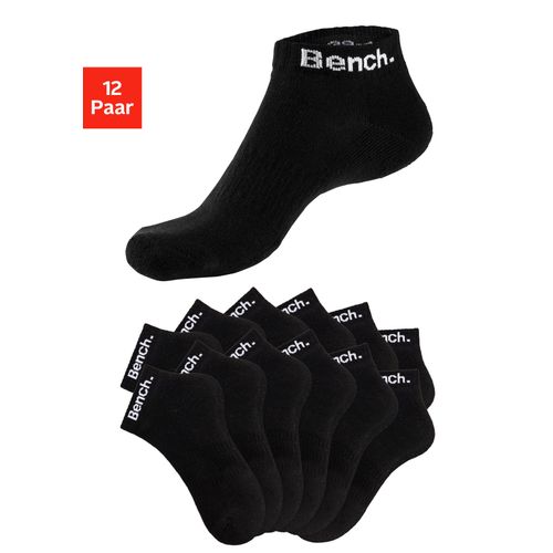 Sportsocken BENCH., Damen, Gr. 35-38, schwarz (12x schwarz), Baumwollmischung, unifarben, elastisch, Socken Sportsocken, Tennis Kurzsocken mit Halbfußfrottee