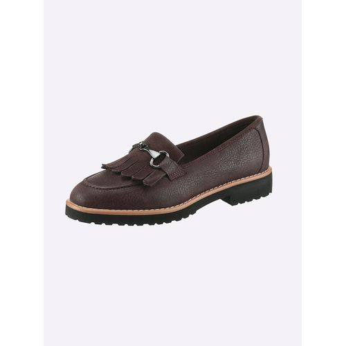 Slipper HEINE, Damen, Gr. 39, braun, Leder, Veloursleder, Schuhe