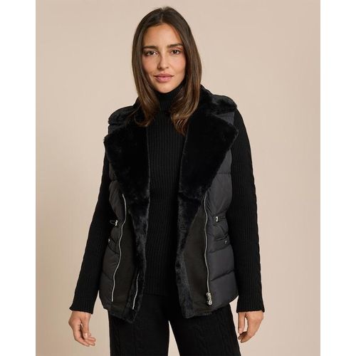 Steppweste mit Webpelzkragen