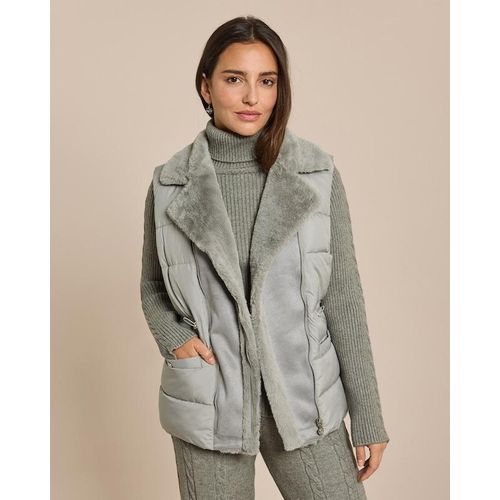 Steppweste mit Webpelzkragen