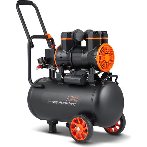 SucceBuy 6.3 Gallon Air Compressor, 2HP, 3.35 CFM @ 90 PSI, Oil-Free, Max 116 PSI, 70 dB Ultra Quiet für Autoreparaturen, Reifenaufpumpen, Spritzlackieren, Holzarbeiten Nageln