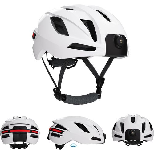 INF Bluetooth Fahrradhelm mit Kamera & GPS – Aufnahme, Freisprechen Weiß