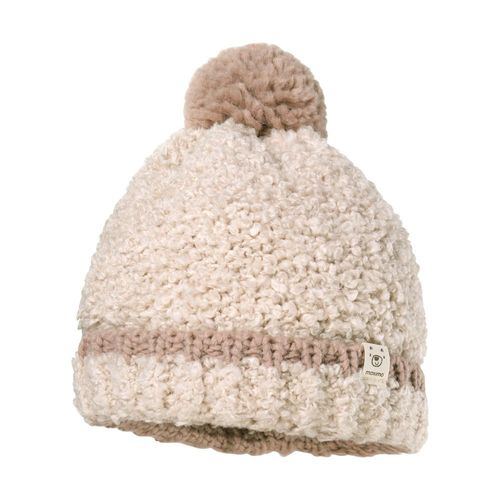 Bommelmütze MAXIMO, Kinder, Gr. 49, beige (beigemeliert), Strick, Wollmischung, mehrfarbig, Mützen, wärmend, Grobstrick, gefüttert, hoher Wollanteil