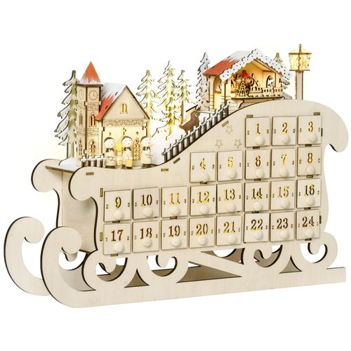 HOMCOM Weihnachts-Adventskalender Sperrholz