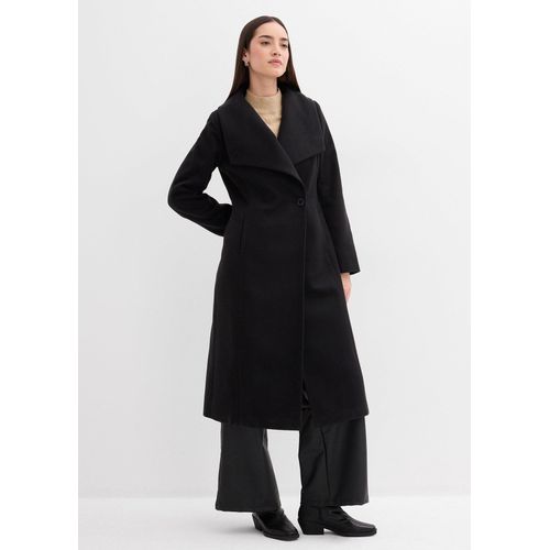 bonprix Mantel aus Wollimitat, schwarz, Gr.42, Mantel mit hochklappbarem Kragen